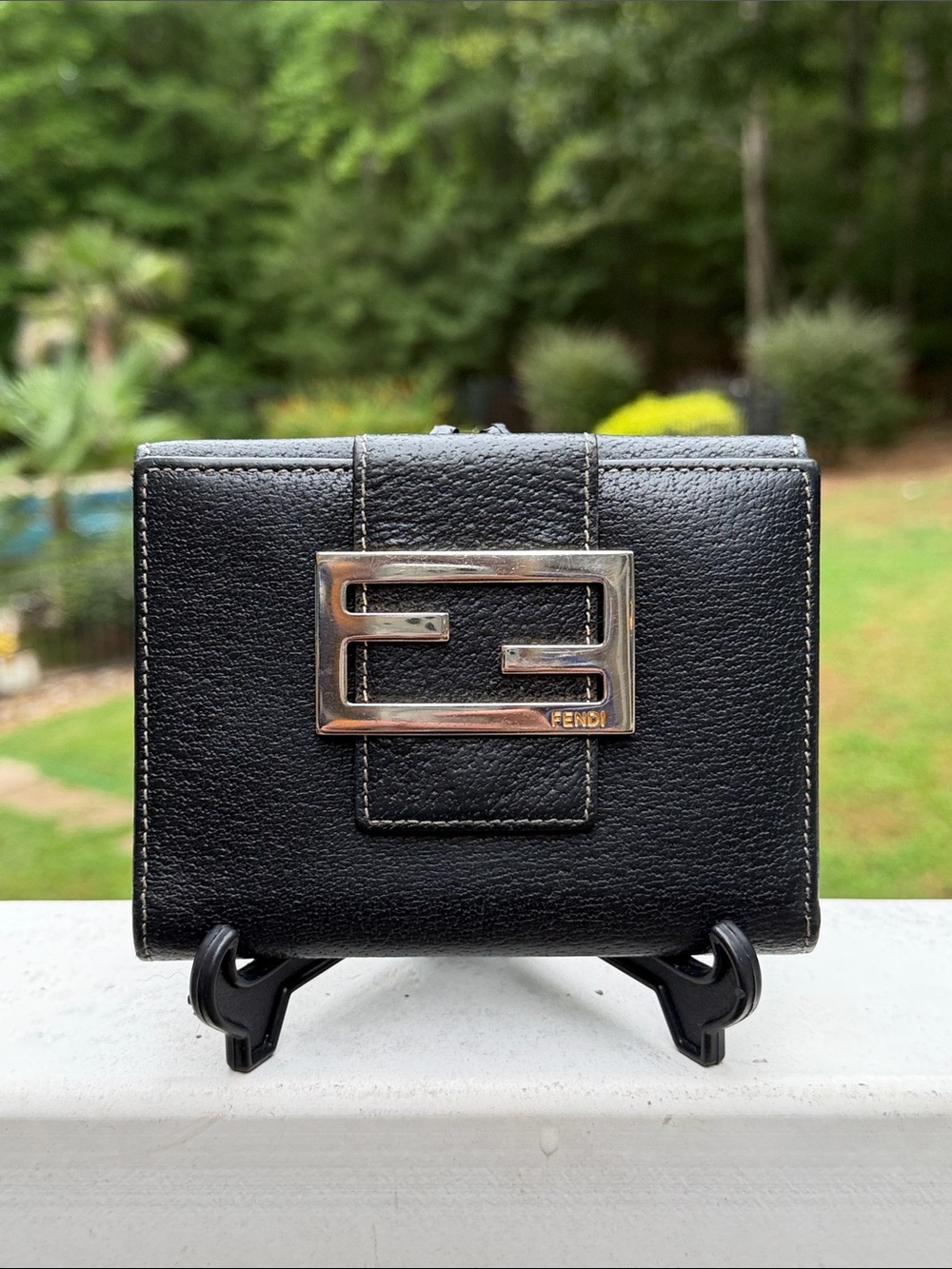Fendi Black Leather Wallet with Silver Logo Plaque - Picture 2 of 16